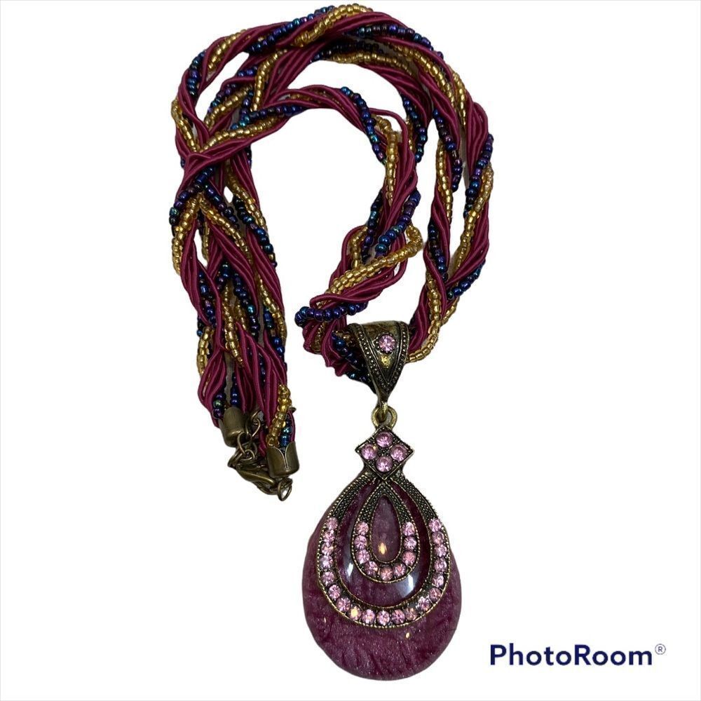 New without Tags Wine Teardrop Beaded Necklace